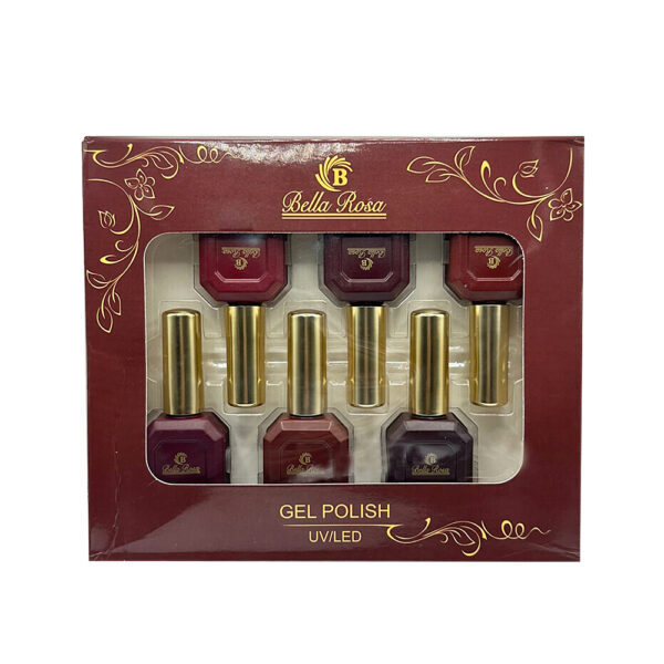 Kit Esmalte em Gel Bella Rosa Tons de Vinho 6 unidades