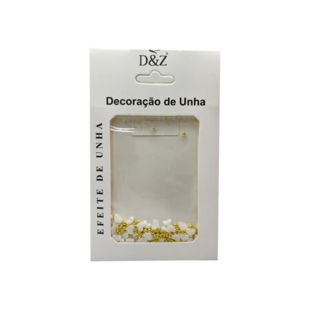 Kit Decoração para Unhas Caviar Dourado e Coração