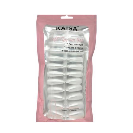 Tips Soft Gel Bailarina Realista Transparente Base Fosca Kaisa 240 unidades