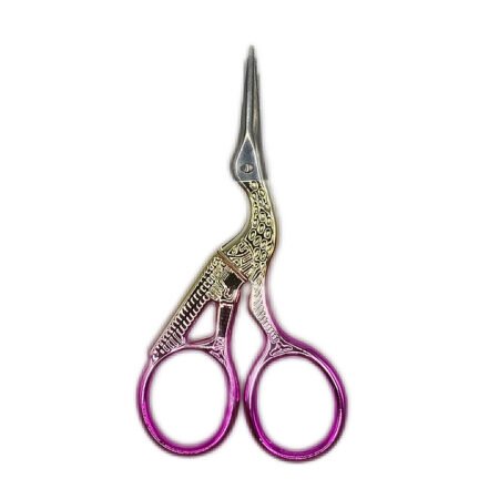 Tesoura Pássaro Rosa e Dourada Dafu