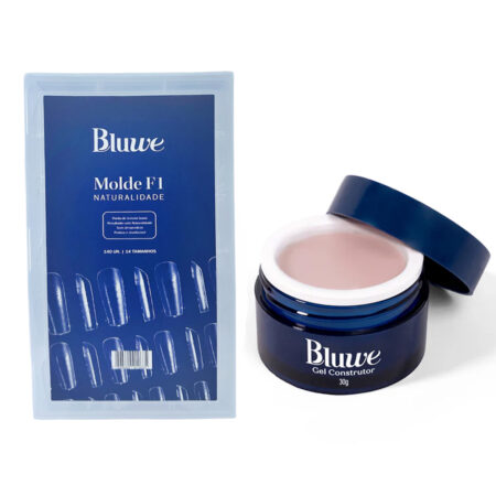 Kit Bluwe Molde F1 Naturalidade 140 unidades + Gel Construtor Universal Bege 30g
