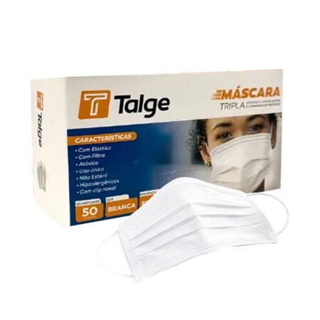 Mascara Descartavel Talge Branca 50 unidades