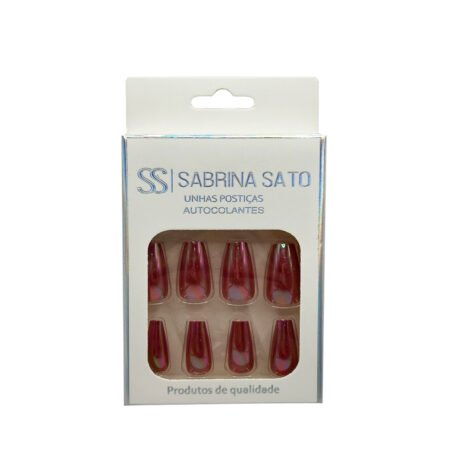 Unha Postiça Marrom Holográfica Bailarina Sabrina Sato 12 unidades