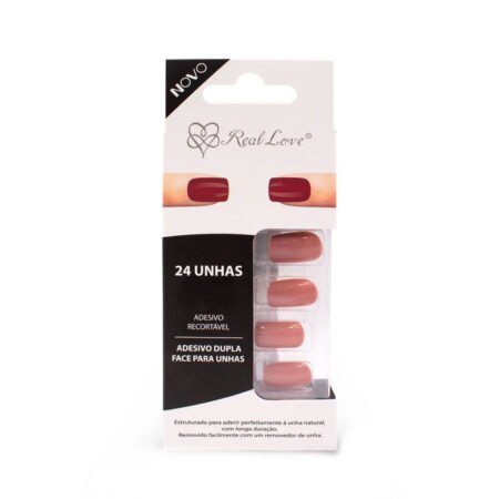 Unha Postiça Malva Quadrada Real Love 24 Unidades