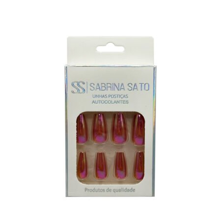Unha Postiça Nude Holográfica Bailarina Sabrina Sato 12 unidades