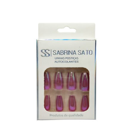 Unha Postiça Lilás Holográfica Bailarina Sabrina Sato 12 unidades