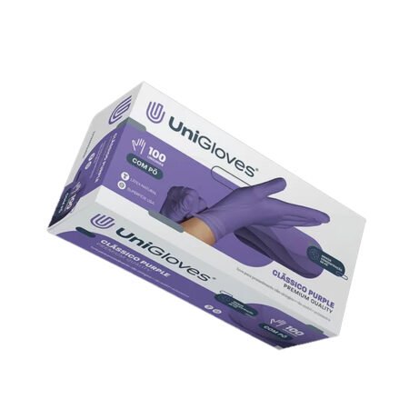 Luva UniGloves Roxo Com Pó Tamanho M