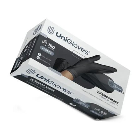 Luva UniGloves Preta Com Pó Tamanho G