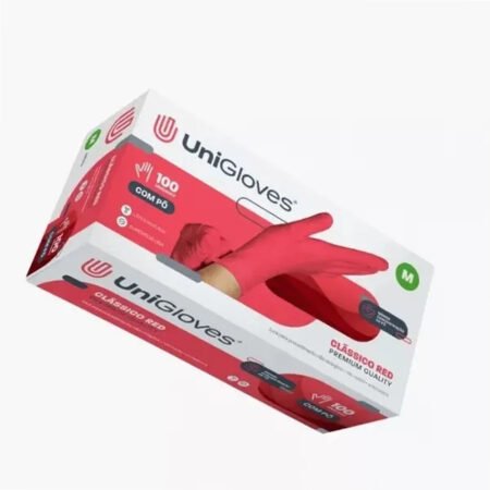 Luva UniGloves Vermelho Com Pó Tamanho M