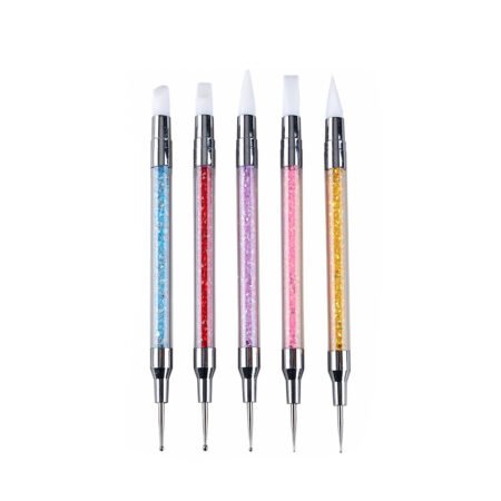 Kit Caneta Pega Strass Glitter e Boleador 5 unidades