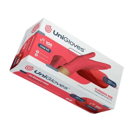 Luva UniGloves Vermelho Com Pó Tamanho P