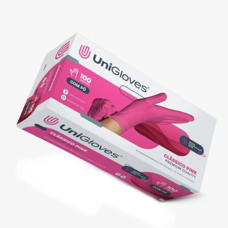 Luva UniGloves Pink Com Pó Tamanho G