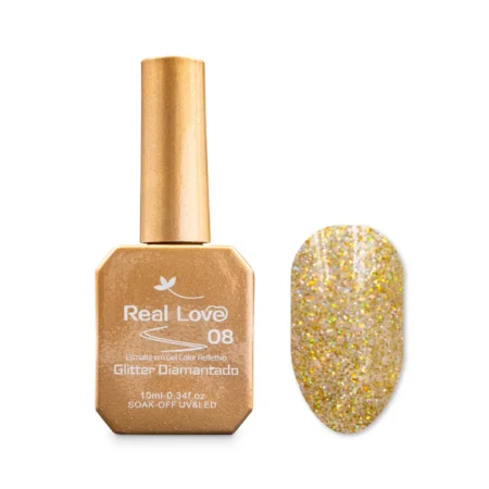 Esmalte em Gel Refletivo Glitter Diamantado Real Love 10ml 08