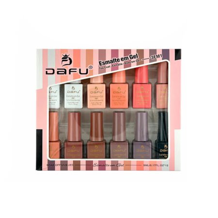 Kit Esmalte em Gel 3 em 1 Dafu Rose 12 unidades