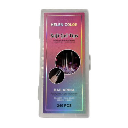 Postiça Soft Gel Bailarina Transparente Ultra Fino Helen Color 240 unidades