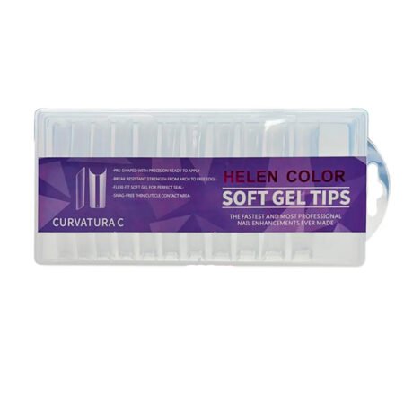 Tips Soft Gel Curvatura C Transparente Helen Color 240 unidades