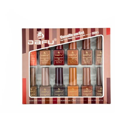 Kit Esmalte em Gel 3 em 1 Dafu Nude 12 unidades