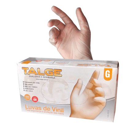Luvas de Vinil G Sem Pó Talge 100 unidades