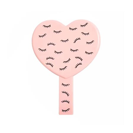 Espelho de Mão Coração Rosa Salmão