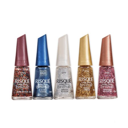Kit Esmalte Risque Coleção Livre Para Brilhar 5 unidades
