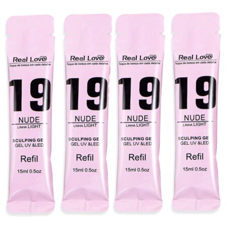 Kit 4 Gel Real Love Nude 19 Refil 15ml #PG3