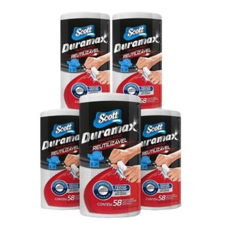 Kit 5 Pano Reutilizável Duramax Scott Branco 58 Unidades