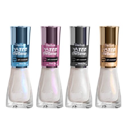 Coleção Esmalte Dailus Top Chrome Efeito Po Cromado 4 unidades