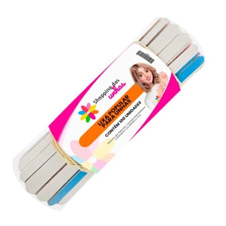Lixa Tradicional Colorida 16cm 100 Unidades Shopping das Unhas