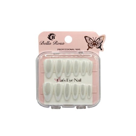 Unha Postiça Cat Eye Almond  Branca Bella Rosa