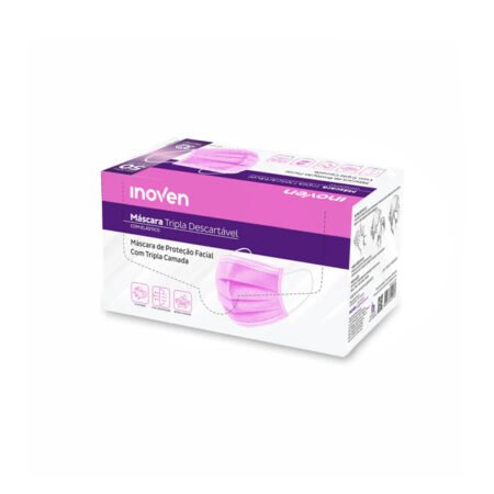 Mascara Tripla Descartavel Inoven Rosa 50 unidades