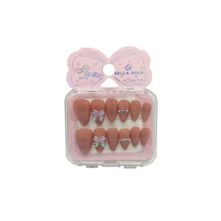 Unha Postiça Art Nails Almond  Laço Furta Cor Bella Rosa