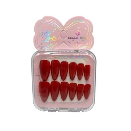 Unha Postiça Almond Red Magnetica Bella Rosa