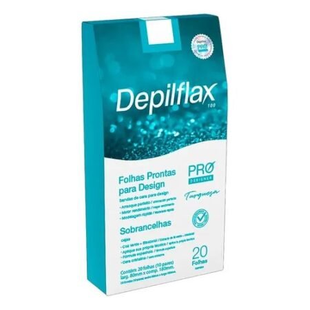 Folhas Prontas Para Design de Sobrancelhas Turquesa Depilflax 20 unidades