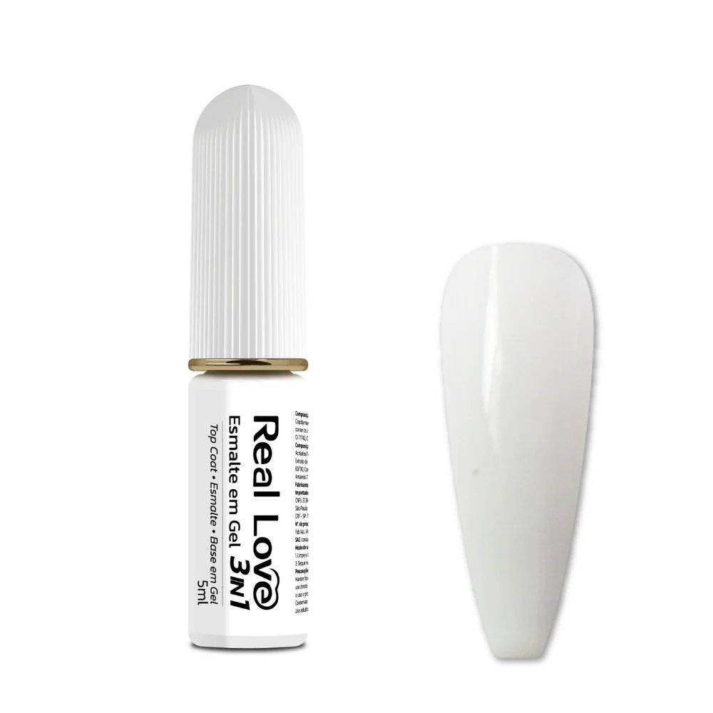Esmalte em Gel 3 em 1 branco Real Love 5ml 001