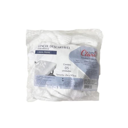 Lençol Descartável com Elástico Branco Linha Prime 5 unidades Santa Clara