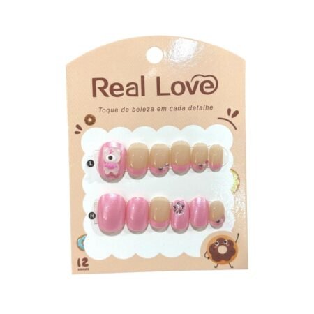 Postiça Infantil Rosa Cintilante Real Love 12 unidades