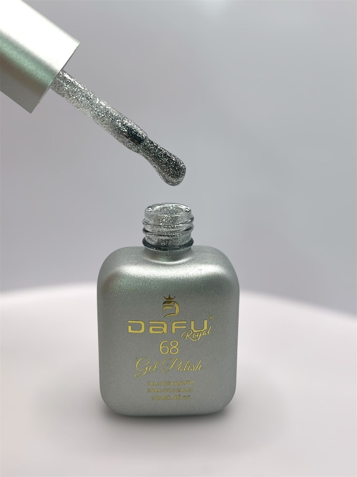 Esmalte em Gel Royal Dafu Prata Glitter Fino 12ml 68 - Imagem 2